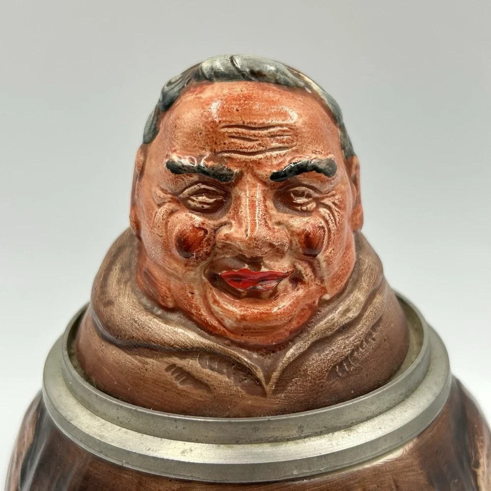 VTG Reinhold Merkelbach Germany‎ Lidded Stein Friar/Monk Holding Bible and Beer